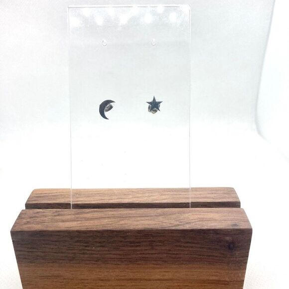 𝅺MISMATCHED Moon and Star Stainless Steel Earrings - Picture 2 of 8